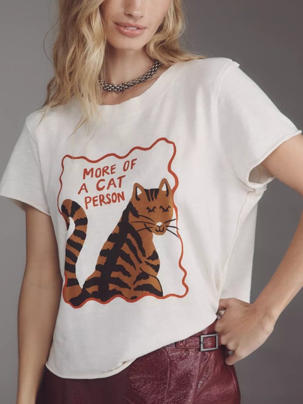 Anthropologie Maeve x Tulastra Studio "More of A Cat Person" Boxy T-Shirt Tee S